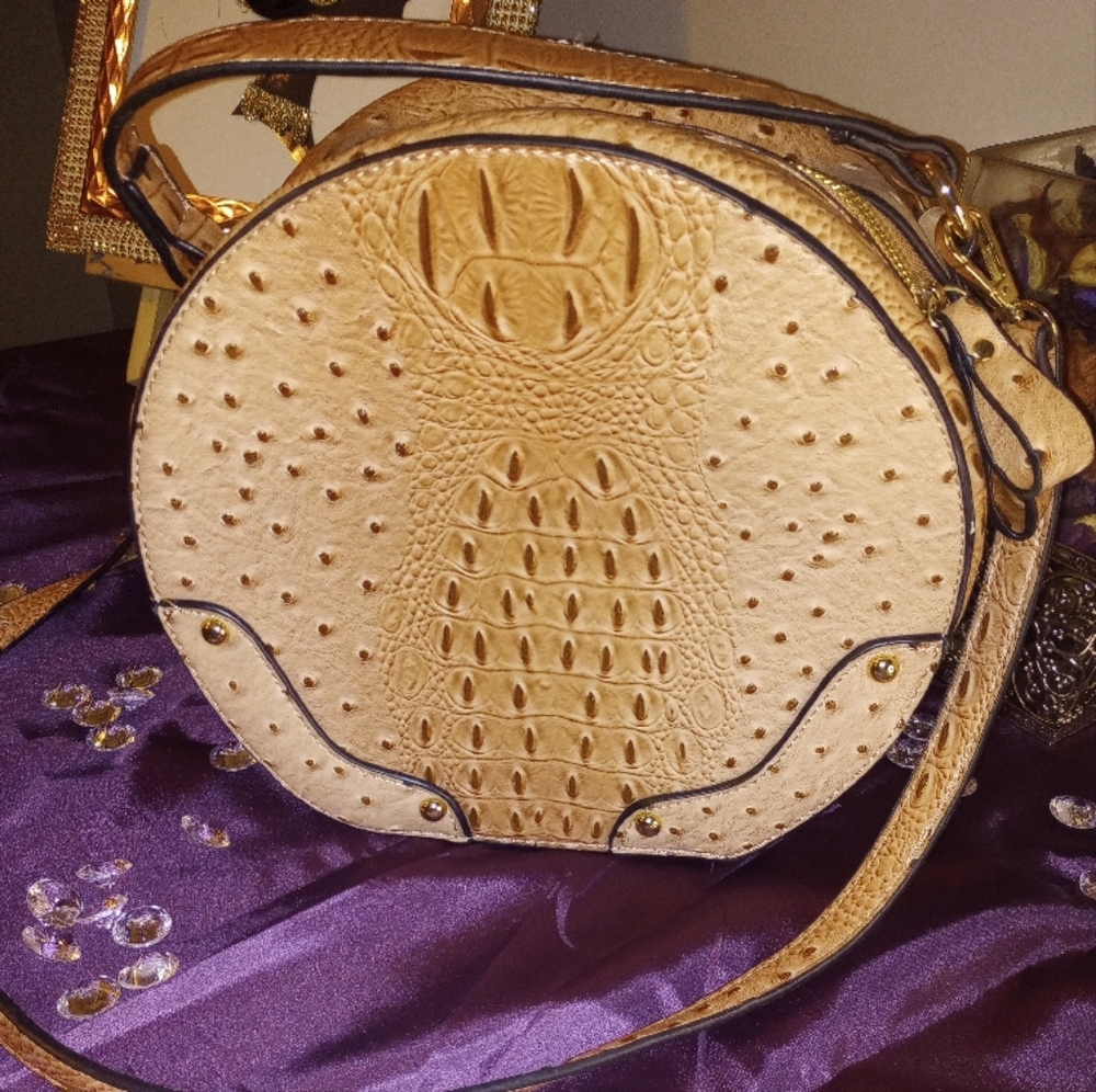 Unique Tan Leather Circle Bag